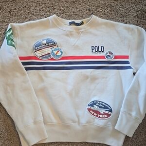 Polo by Ralph Lauren White Sweatshirt with Multicolor Patches